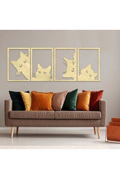 Marktna لوحة اكريلك ذهبي مودرن بنقشة قطة