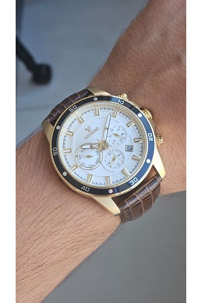 Raymond Rym-1150 Quartz Men's Watch - Steel Case - Leather Cord - 2 Years Warranty