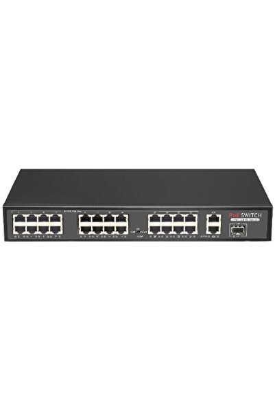 GÜMRÜK BEY Promes PR-P24MX-M 24 Port Yönetilebilir PoE Switch | 10/100Mbps | 2 Combo Gigabit Uplink | 300W Güç