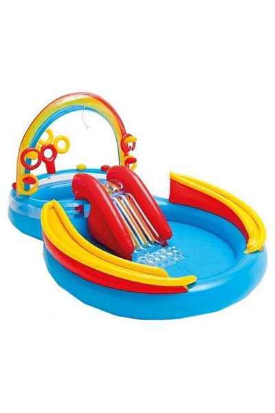 Intex Piscina gonflabila Rainbow ring, 297 x 193 x 135 cm, 206 l