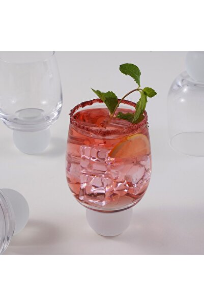 LA MESA 4 Pcs Glass Cup Set With Frosted Base 8.5*8.5*13 Cm