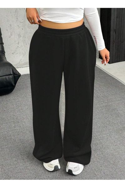 CANDERO Pantaloni de sport pentru femei, negri, largi, supradimensionați, de calitate, cu croiala largi, flexibili, confortabili, din țesăturăYUS