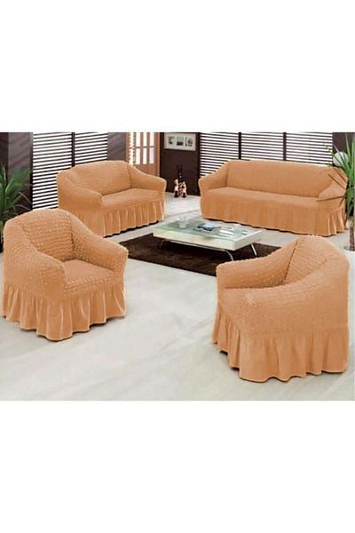 Inovius Set 3 huse 311, pentru canapele 3 locuri si 2 fotolii - Model Uni Maro Deschis