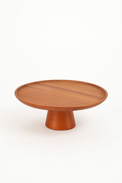 Fhilli Tohana Acacia Wooden Leg Presentation Plate 30 cm Natural Serving and Cake Presentation Stand