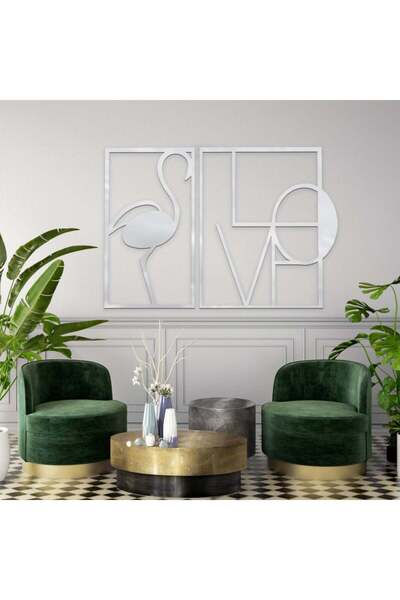 Marktna لوحة اكريلك فضي بنقشة حب