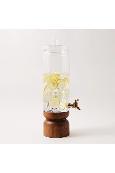 LA MESA موزع مشروبات زجاجي بقاعدة من خشب الأكاسيا سعة 4.3 لتر