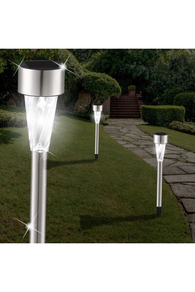 GLOBO Set de 12 stâlpi solari LED, diametru 4,5 cm, oțel inoxidabil