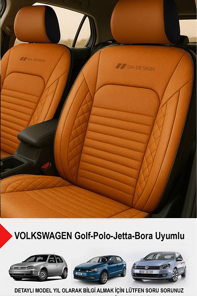 GM-DESIGN Istanbul Series Leather Car Seat Cover (Compatible with Volkswagen Bora-Golf-Jetta-Polo)
