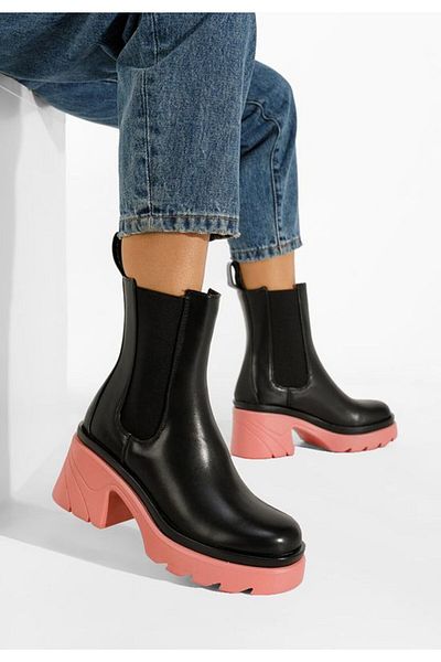 B T Shoes Ghete roz negre pentru femei Kaylin V3