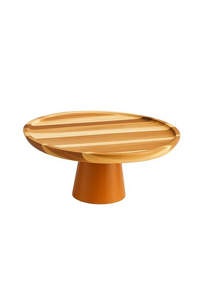 Fhilli Tohana Acacia Wooden Leg Presentation Plate 25 cm Natural Serving and Cake Presentation Stand