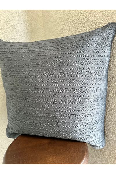 Decamor home Husă de pernă cu model matlasat albastru indigo 3 în relief 1 buc