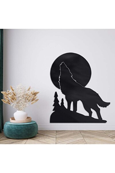 Marktna لوحة اكريلك اسود مودرن بنقشة ذئب