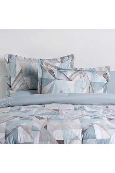 Cottage microfiber teal geo 6pc full comforter set, 160*240cm