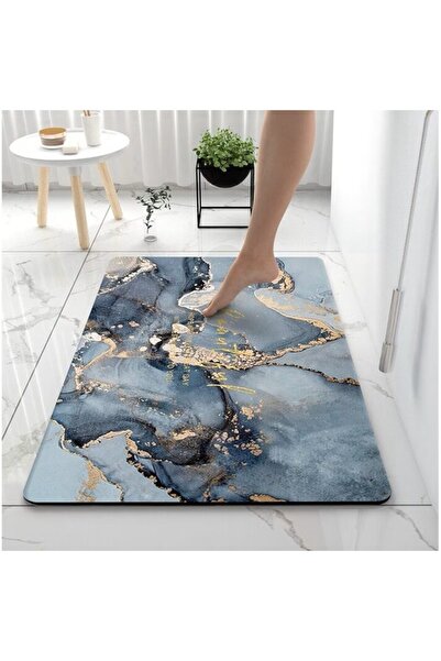 OEM Covor universal de baie, din silicon și spumă de diatomee, absorbant, antiderapant, 40x60 cm, albastru