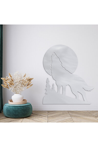 Marktna لوحة اكريلك فضي مودرن بنقشة ذئب