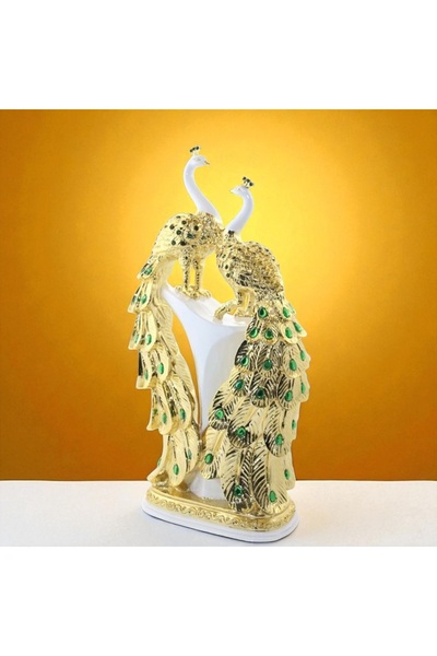 Kuzey Tacı Altın Aşk – Tavus Kuşu Çift Figürü Lüks Dekoratif Vip 50 Cm