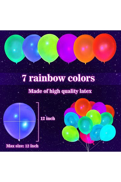 Generic 100 Pcs UV Neon Balloons Glow in the Dark Party Balloons for Birthdays, Weddings, and Blacklight Par