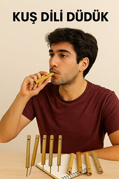 seymenbıçakçılık Doğal Bambu Kuş Dili Düdüğü – Geleneksel Islık Dili Aleti, E...