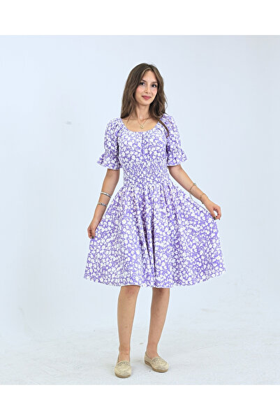 fh fashionhere Γυναικείο φόρεμα Gipeli με μπαλόνι με τετράγωνο γιακά λιλά μωβ...