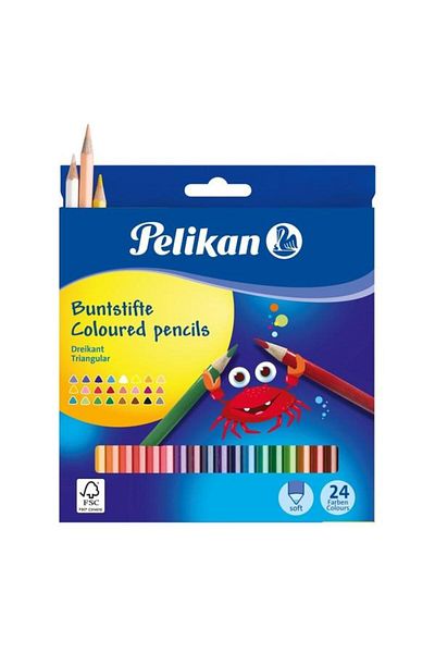 Herlitz Creioane colorate triunghiulare Pelikan, 24 de culori
