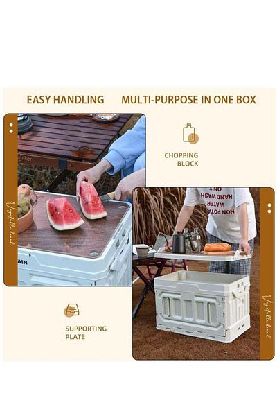 COOYA Folding Camping Box for Camping Gear,95L Lidded Storage Box,Collapsible Storage Bin for Picnic