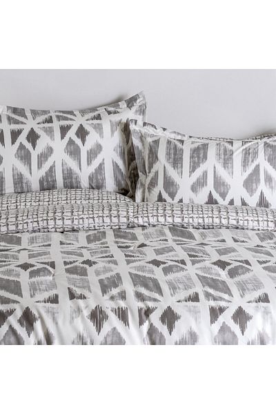 Cottage microfiber block chevron print 6pc full comforter set, grey 160*240cm