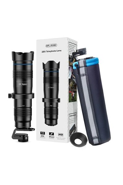 APEXEL Obiectiv profesional HD 28X, teleobiectiv metalic compatibil cu majoritatea smartphone-urilor -