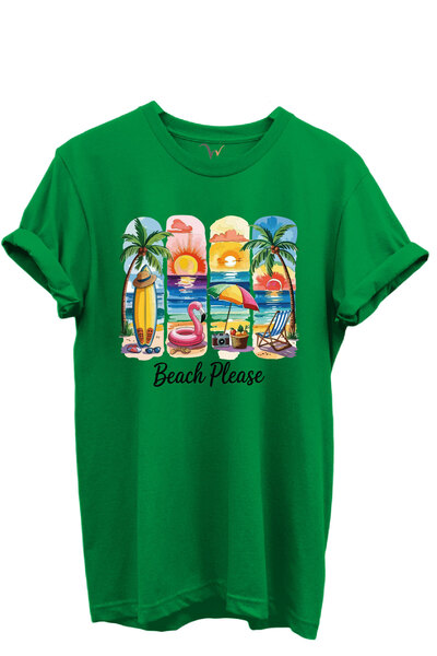 WİDİ Beach Please Written Πολύχρωμο μπλουζάκι με θέμα την παραλία και το ηλιο...