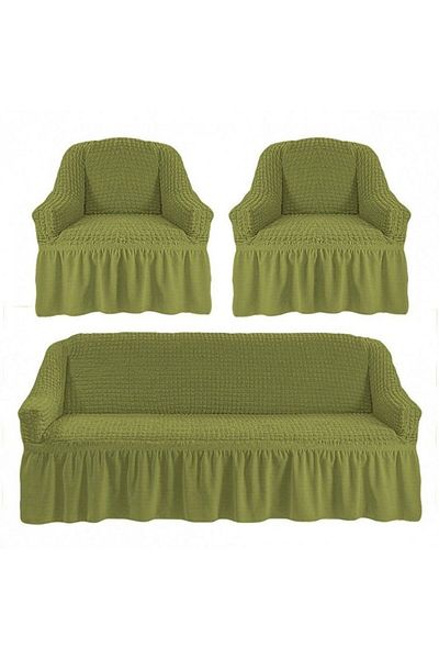 Artforhome Set de huse universale pentru canapea cu 3 locuri și 2 fotolii, elastice și cutate - Verde