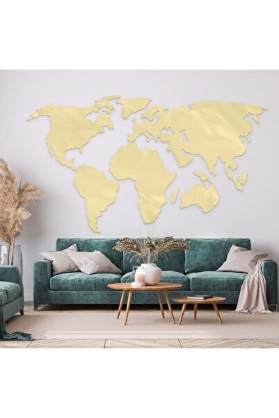 4gdran Golden acrylic sculpture with a world map pattern