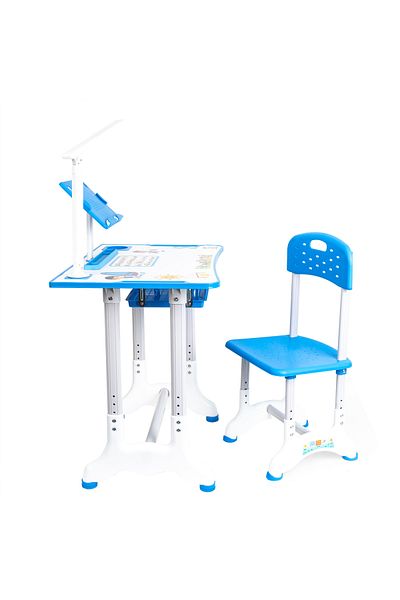 Z-Tools Set birou și scaun pentru copii, lampă LED, înălțime reglabilă, albastru / ZTS9177