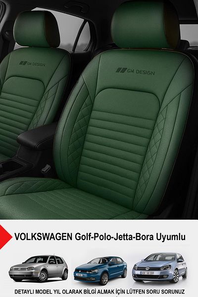 GM-DESIGN Istanbul Series Leather Car Seat Cover (Compatible with Volkswagen Bora-Golf-Jetta-Polo)