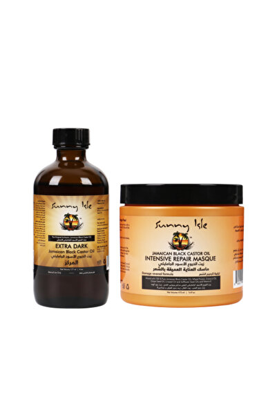Sunny Isle مجموعة العناية العميقة بالشعر بزيت الخروع الأسود الجامايكي