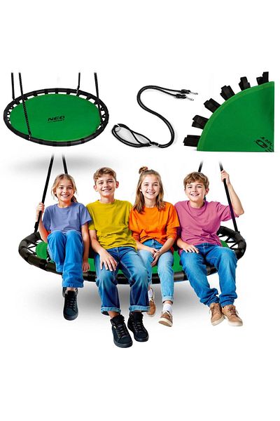 Neo-Sport Leagan tip cuib pentru copii Swingo Verde, Diametru 120 cm, Tesatura Oxford 600D impermeab