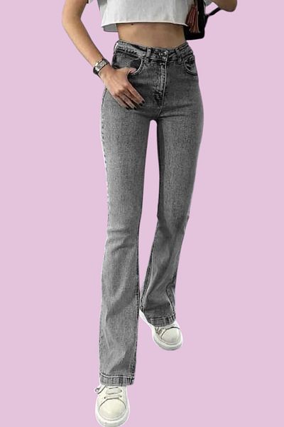 byhaziran butik Cătina Smoked Spanish Leg High Waist Lycra Women's Jeans