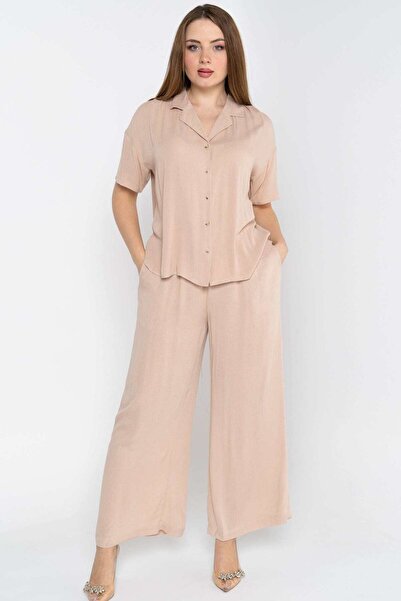 Nichii بنطلون نسائي طويل فضفاض سادة