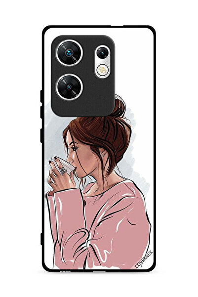 Covernex غطاء حماية لهاتف Infinix Zero 30 4G، رسم فتاة تشرب الشاي