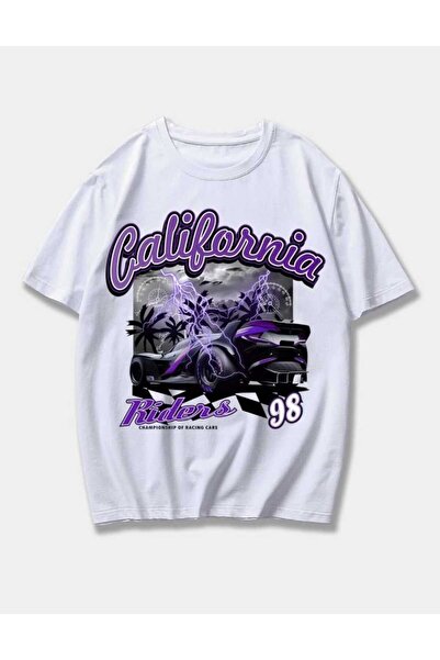 Harajuku Style طبعة كاليفورنيا البيضاء كبيرة الحجم للجنسين