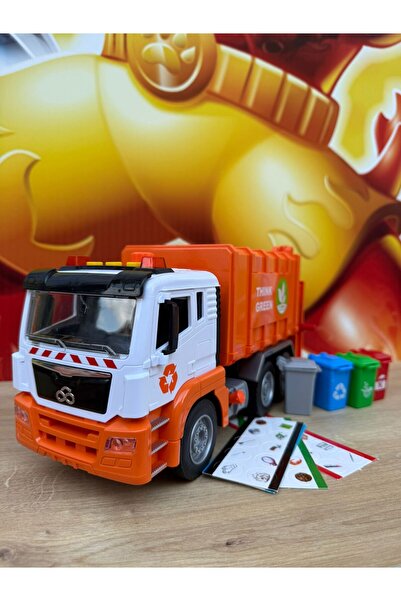 scntoys شاحنة قمامة لعبة كبيرة الحجم كاملة الوظائف مع صوت وعربة تنظيف مزودة ب...