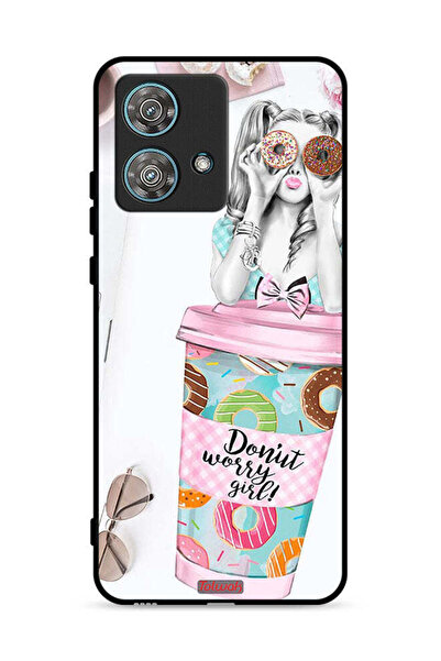 Tolwak Motorola Edge 40 Neo 5G Protective Case Cover Donut Worry Girl
