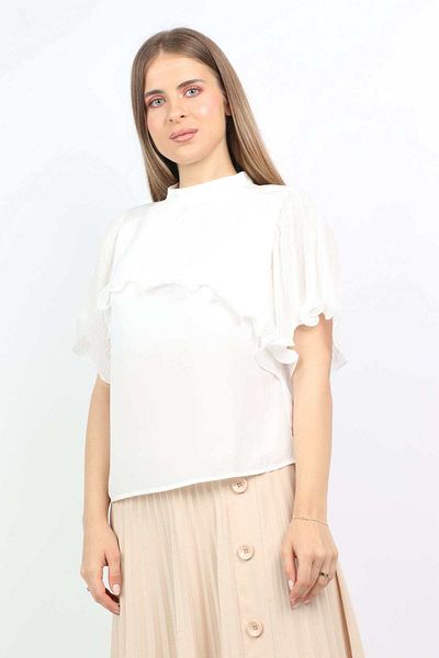 Nichii Women's Short Ruffled Sleeve Blouse