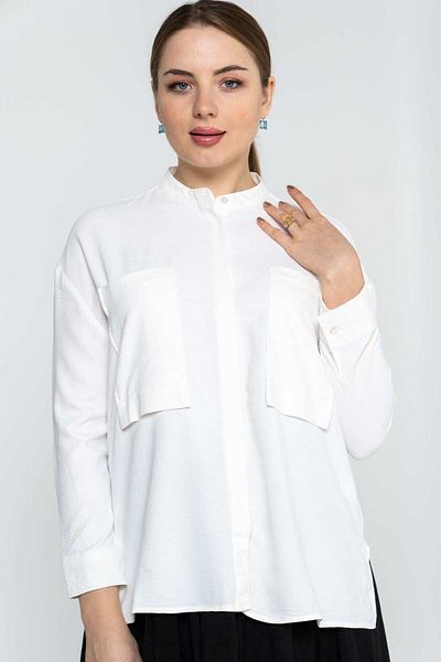Nichii 3/4 Sleeve Chest Pocket Blouse