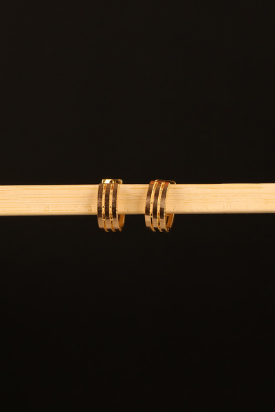 Çgk Çiğdem Gürel Kuyumculuk ÇGK 22 Ayar Altın 3 Sıralı Ajda Halka Küpe