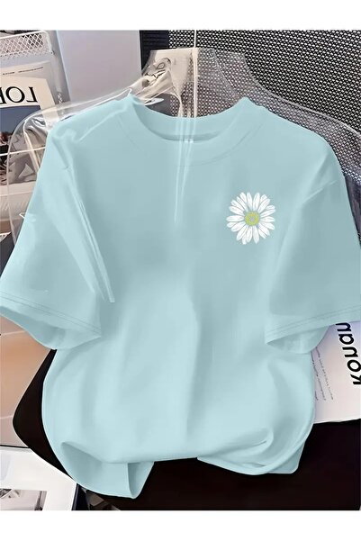 oneagılyazı Μπλουζάκι με σχέδιο μαργαρίτας - Άνετο στρογγυλό λαιμόκοψη, κοντά...