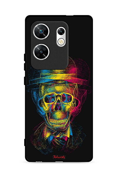Tolwak غطاء حماية لهاتف Infinix Zero 30 4G بتصميم جمجمة وقبعة ملونة وفن خيالي