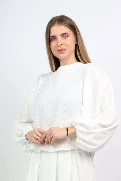 Nichii Women's Classic Long Sleeve Puff Sleeve Blouse