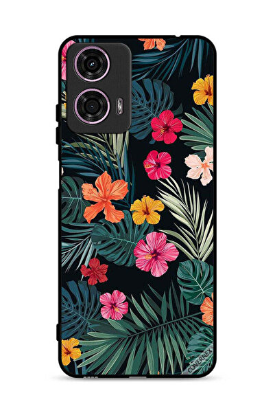 Covernex غطاء حماية لهاتف موتورولا موتو جي 24 4G، زهور متعددة الألوان وريش أخ...