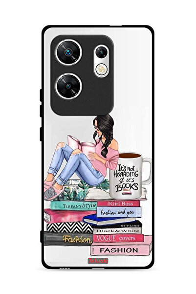 Tolwak غطاء حماية لهاتف Infinix Zero 30 4G، تصميم فتاة وكتب أزياء فنية