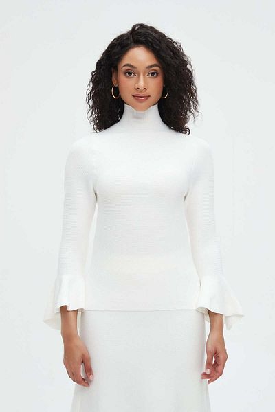 Nichii Women's Winter High Neck Blouse with 3/4 Sleeves