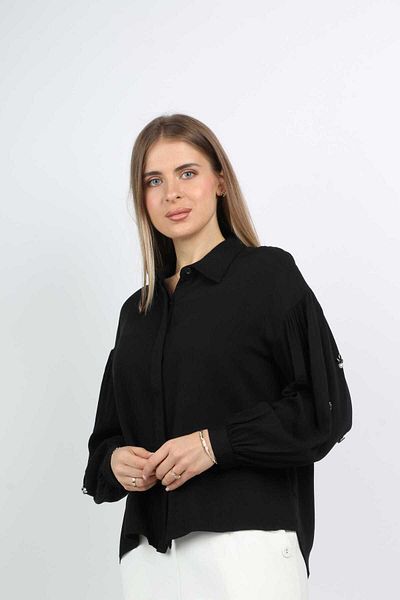 Nichii Women's Long Puff Sleeve Oversized Shirt